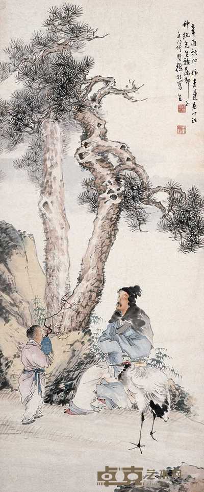 徐林 1921年作 梅妻鹤子 立轴 93×40cm